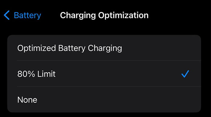 iPhone Optimized Battery Charging