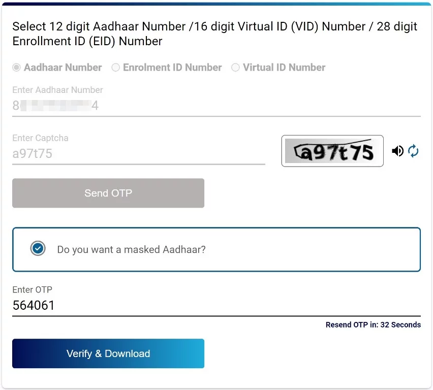 masked aadhar card download